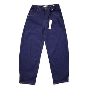 NWT Vigoss Boutique Roll Cuff Barrel Leg 7/28 High Rise Stretch Blue Denim